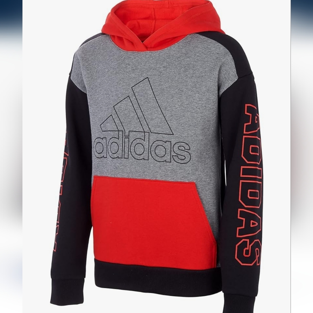 adidas Boys' Chop Pullover Hoodie RED